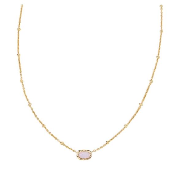 Kendra Scott Mini Elisa Necklace Duo (2) Gold & Pink Opalite NIB Boxes + Pouches - Picture 2 of 6